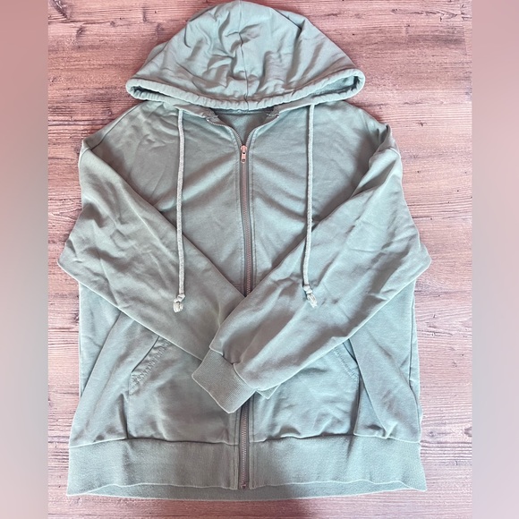 Light Green Zip Up Hoodie - Picture 2 of 3